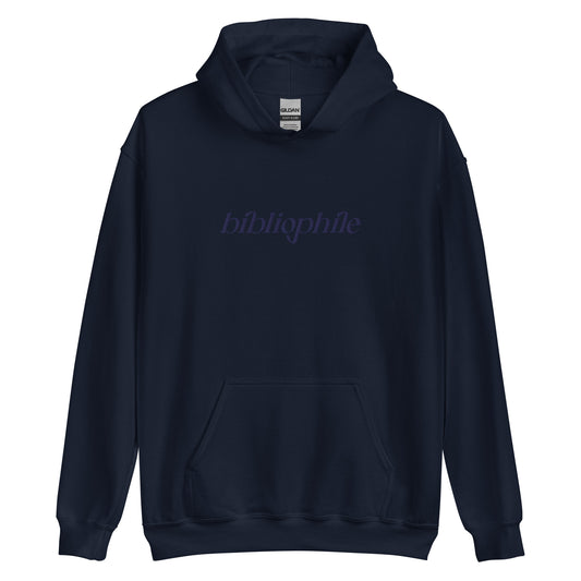 Bibliophile Embroidered Hoodie - Navy
